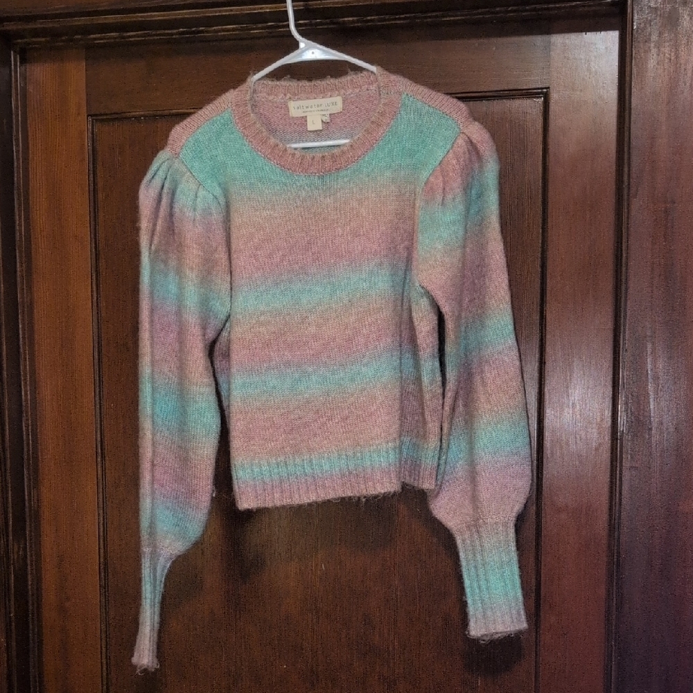 Saltwater LUXE Pastel Striped Crew Neck Sweater